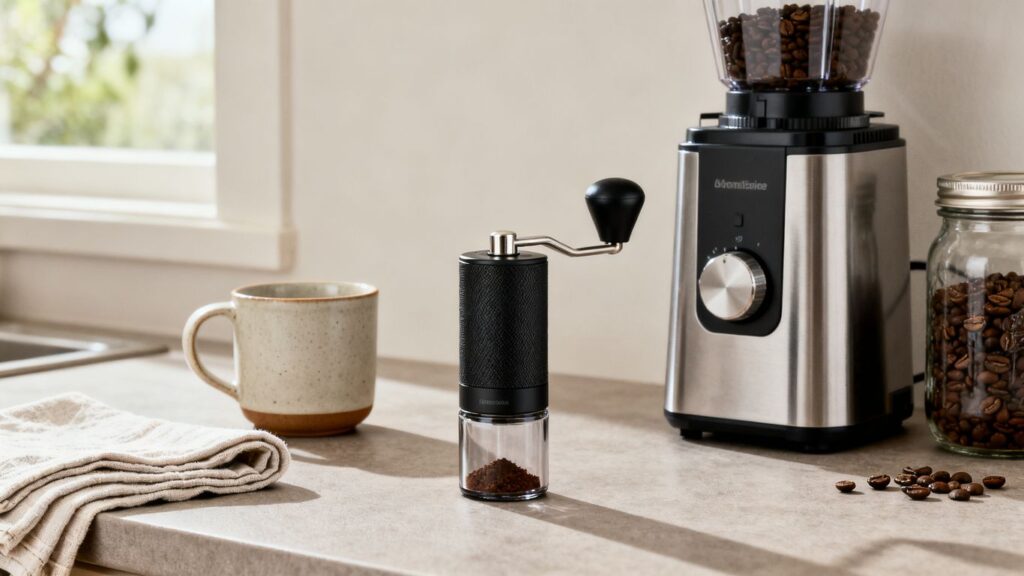 image | PromoDeals hand grinder and electric grinder on kitchen counter