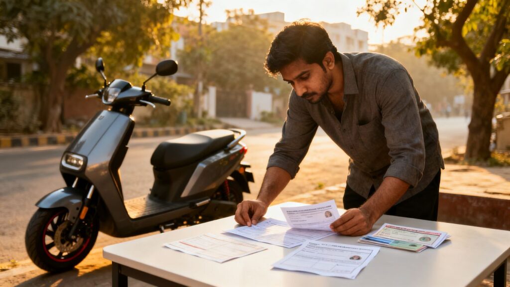 journalist2Fdc8fc953-1f26-4720-9062-532d9de4f7ef2Fthumbnail | PromoDeals electric scooter owner checking vehicle documents