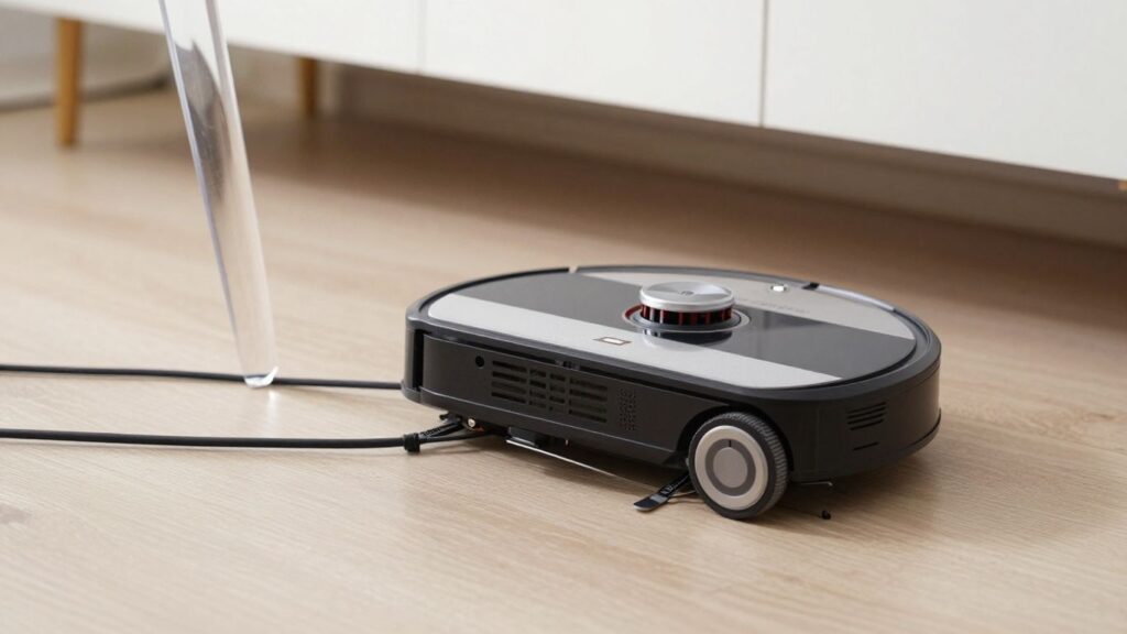 journalist2F0086241d-3eef-4501-a9b9-4e4bb8f931832Fthumbnail | PromoDeals robot vacuum approaching clutter beneath modern furniture