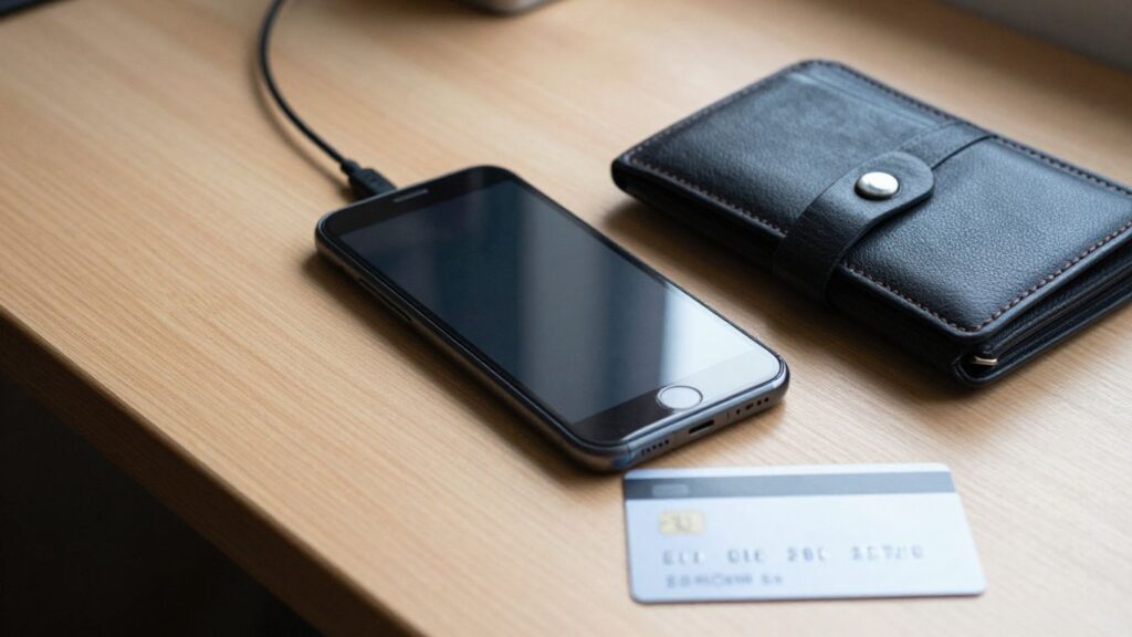 budget smartphone beside a simple recharge payment