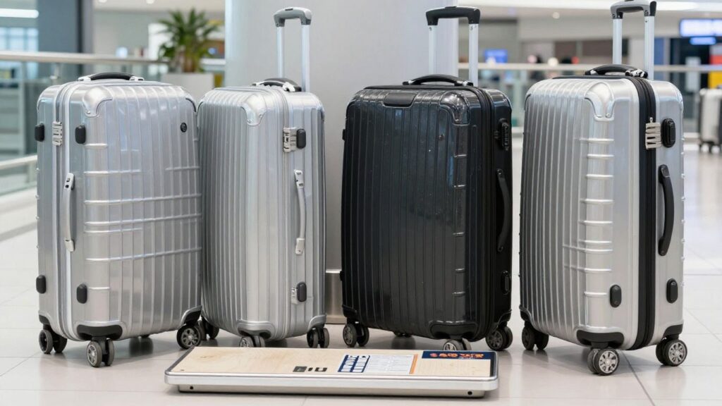 journalist2F406787b5-0b13-4cfe-bf54-98bc3a17e4bc2Fthumbnail | PromoDeals hard-shell suitcases compared beside luggage scale