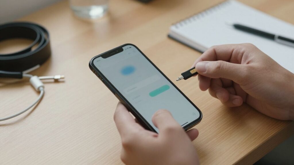 hands preparing a smartphone for secure resale