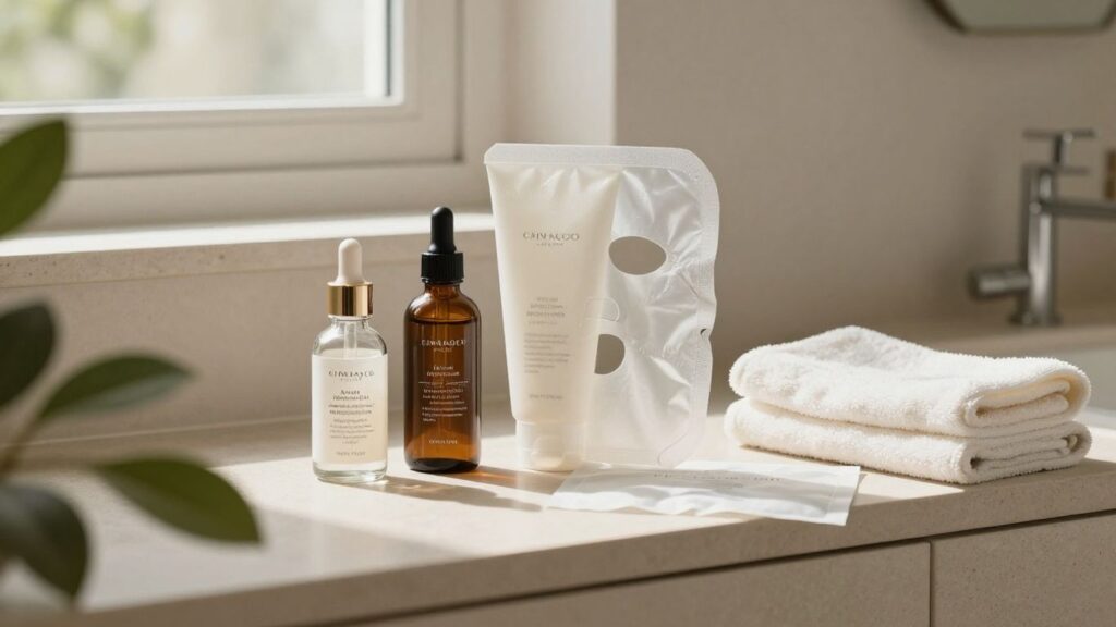 a french and korean skincare arrangement