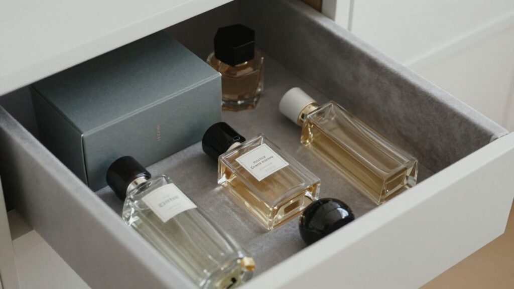 journalist2Fb350dad5-df5e-442e-bbc1-ecb075ed20b12Fthumbnail | PromoDeals perfume bottles stored safely in a cool dark drawer