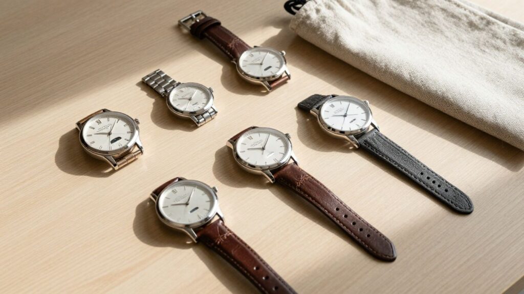 journalist2Fb707326f-7939-4fe8-a7f1-8b32de95a7a42Fthumbnail | PromoDeals wristwatch selection arranged on a wooden table