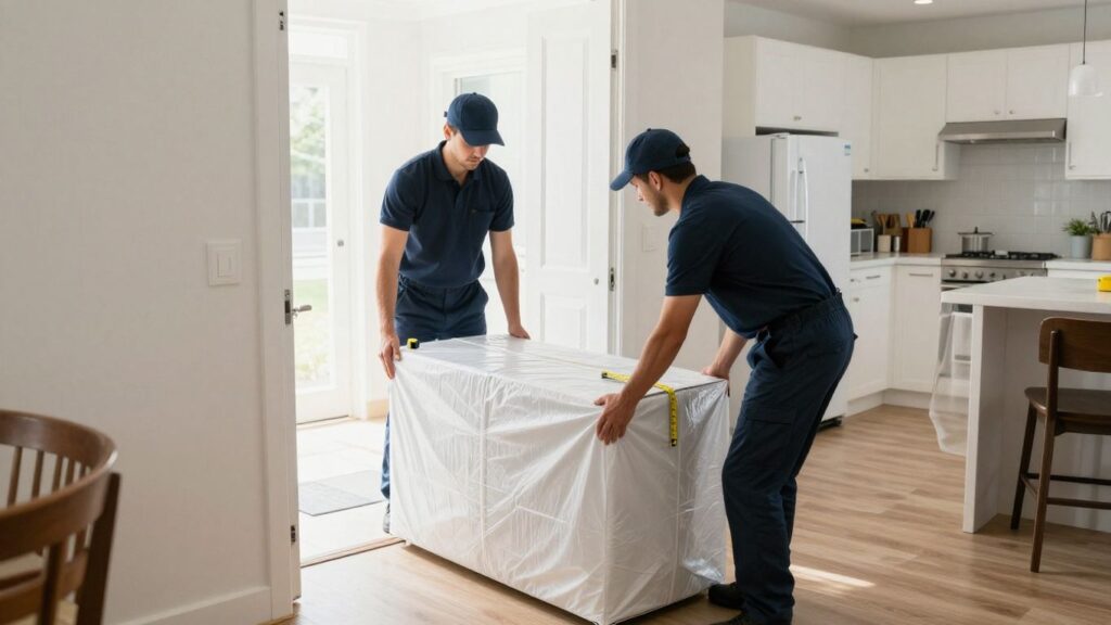 journalist2Fe3eb1349-fe8e-4db7-b256-e97d9025dc8b2Fthumbnail | PromoDeals refrigerator delivery being carefully installed