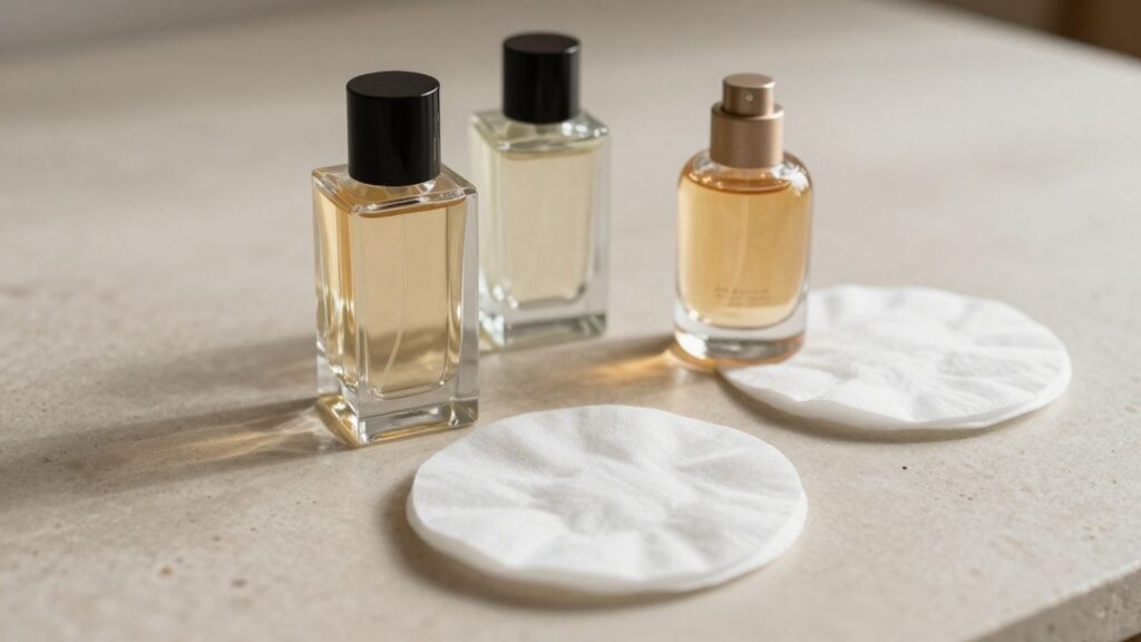 journalist2Feb683ad6-c6ad-49a5-a751-8da20a70c2232Fthumbnail | PromoDeals glass perfume bottles beside scent blotters