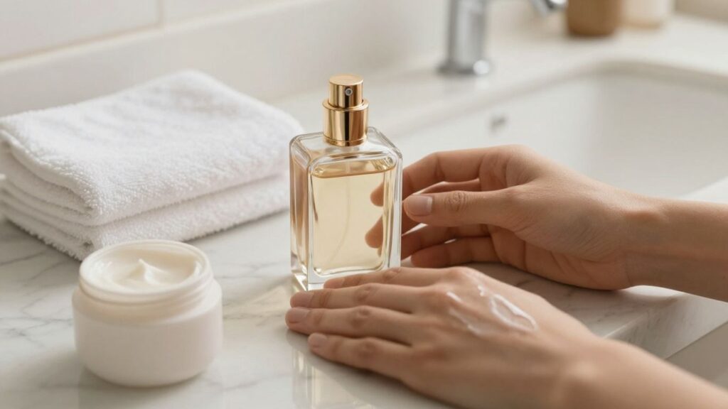 journalist2Fed697380-98a1-4fae-b135-2818854ecce62Fthumbnail | PromoDeals moisturized skin beside elegant perfume bottle