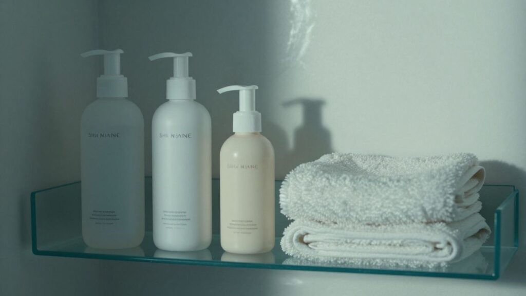 minimal skincare products beside korean beauty textures